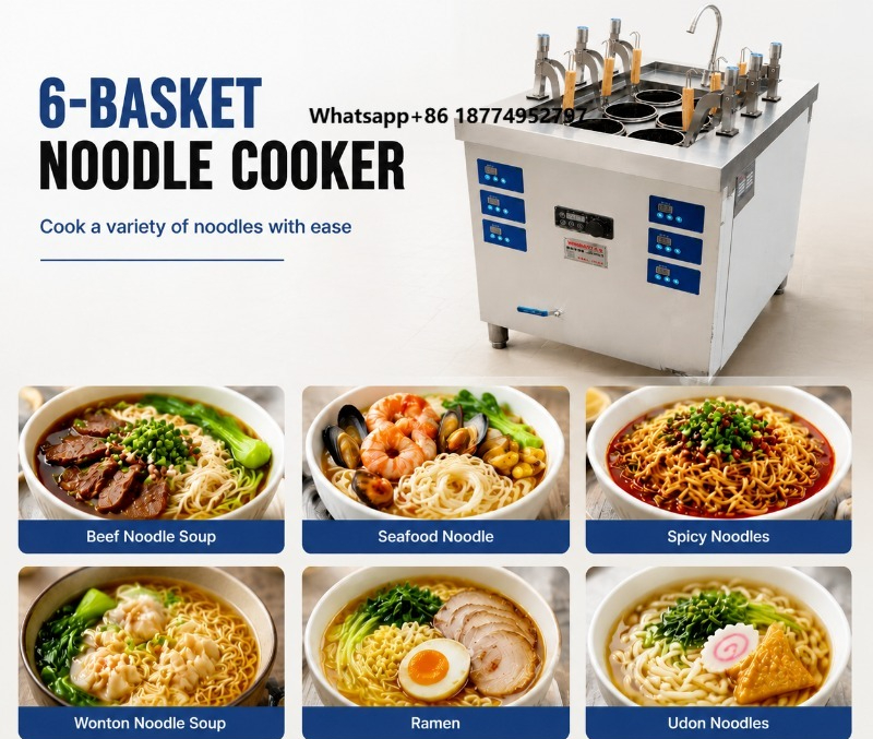 Induction Cooker - 6 Sepetli, Ticari Tip, Endüksiyonlu Makarna